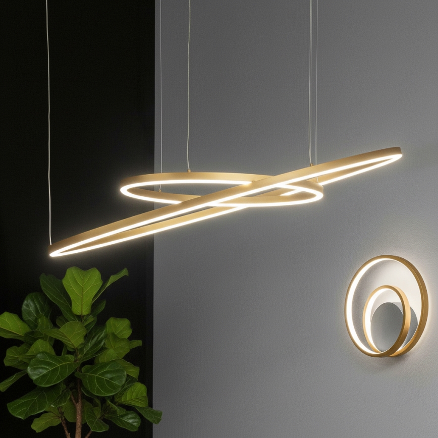 Ideal Lux - LED люстра на кабел ORACLE SLIM LED/37W/230V 3000K CRI 90 Ø 70 см златиста