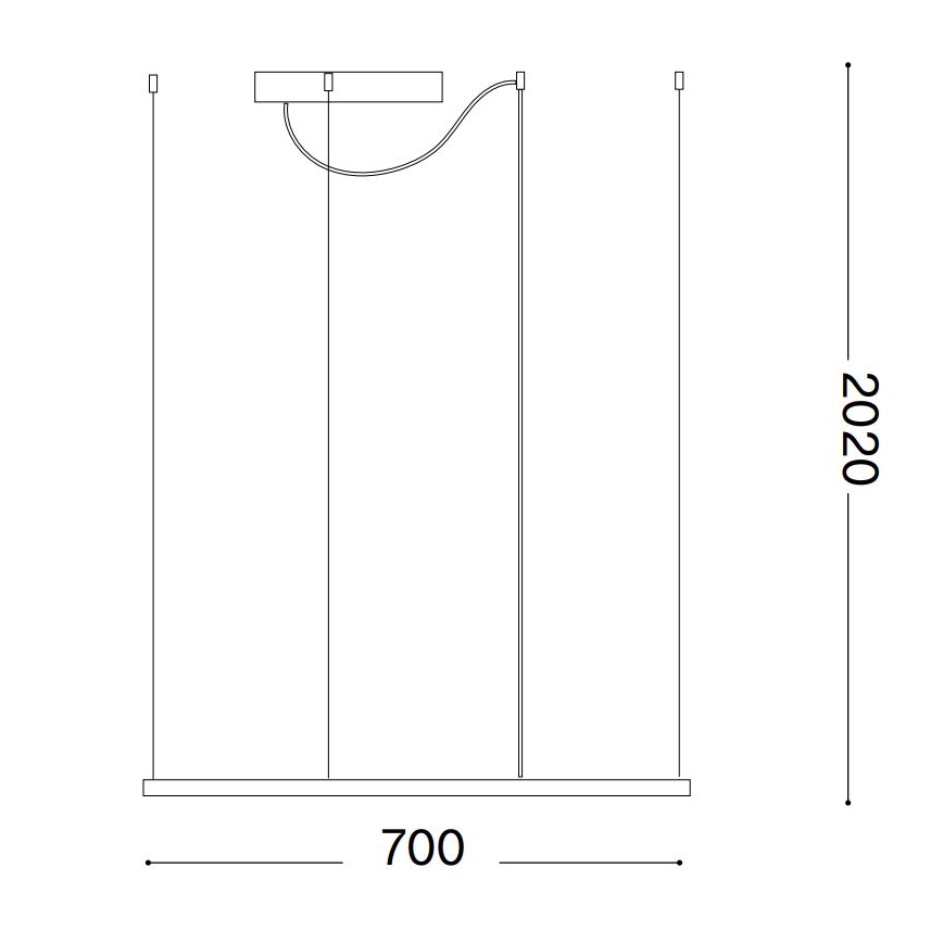 Ideal Lux - LED полилей на кабел ORACLE SLIM LED/44W/230V 3000K CRI 90 70x70 см черен