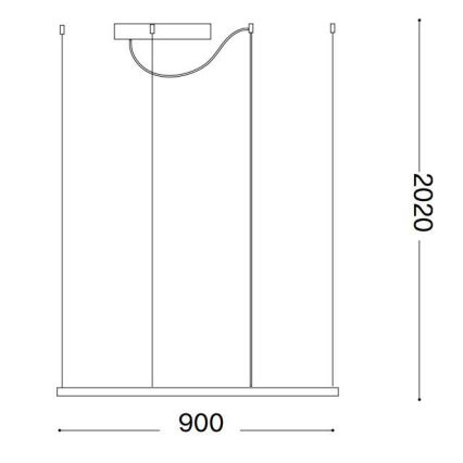 Ideal Lux - LED полилей на кабел ORACLE SLIM LED/53W/230V 3000K CRI 90 90x90 см черен