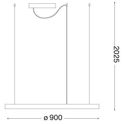 Ideal Lux - LED полилей на кабел ORACLE SLIM LED/53W/230V 4000K CRI 90 Ø 90 см златист
