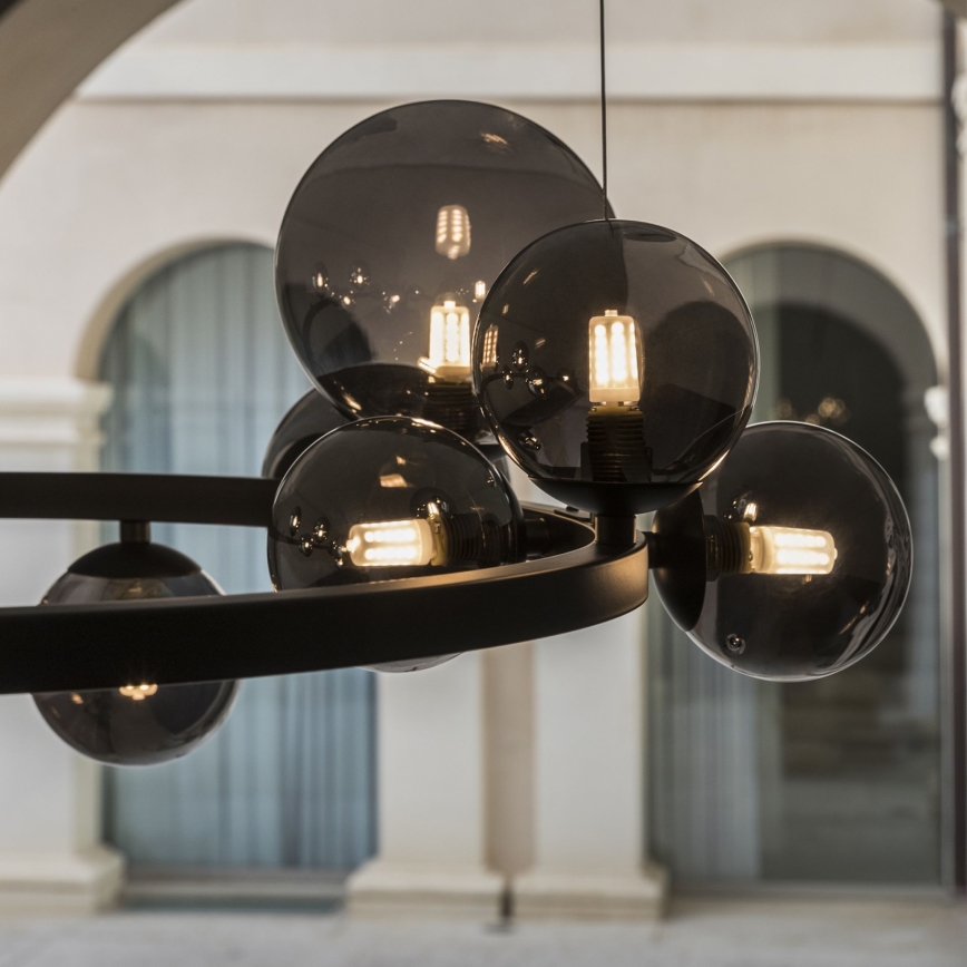 Ideal Lux - LED полилей на кабел PERLAGE 14xG9/3W/230V Ø 85 см черен/димно черен