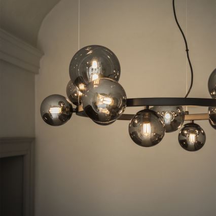 Ideal Lux - LED полилей на кабел PERLAGE 14xG9/3W/230V Ø 85 см черен/димно черен