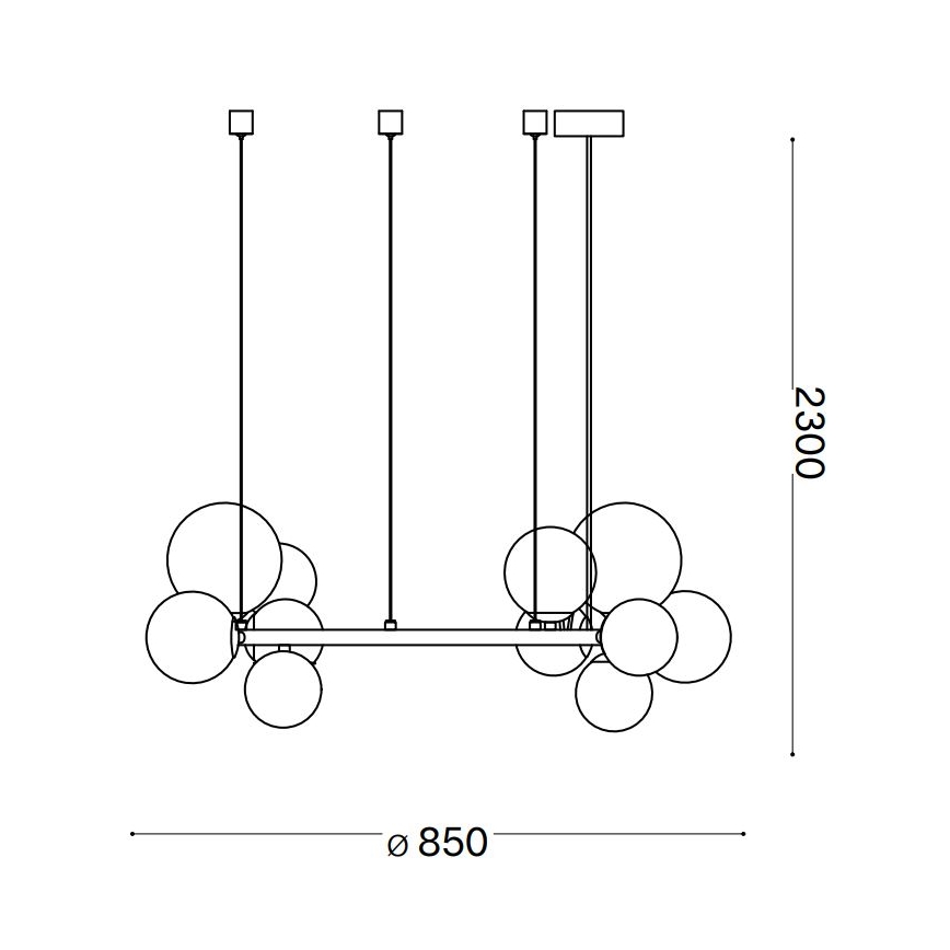 Ideal Lux - LED полилей на кабел PERLAGE 14xG9/3W/230V Ø 85 см черен/димно черен