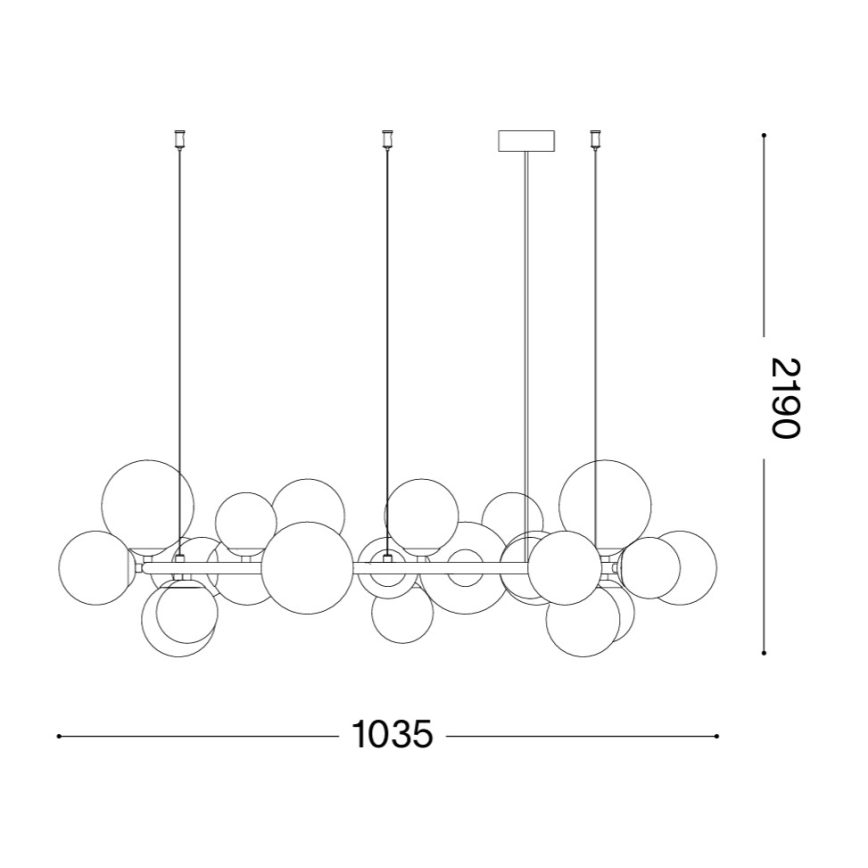 Ideal Lux - LED полилей на кабел PERLAGE 25xG9/3W/230V 110 cm черен/димно черен