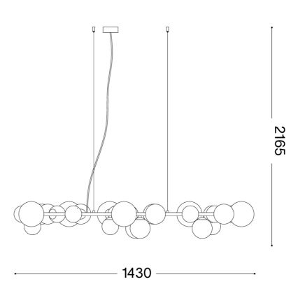 Ideal Lux - LED полилей на кабел PERLAGE 30xG9/3W/230V 143 см златист/димно бежов