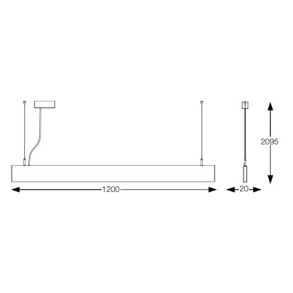 Ideal Lux - LED полилей на кабел STEEL LED/29W/230V 4000K CRI 90 120 cm бял