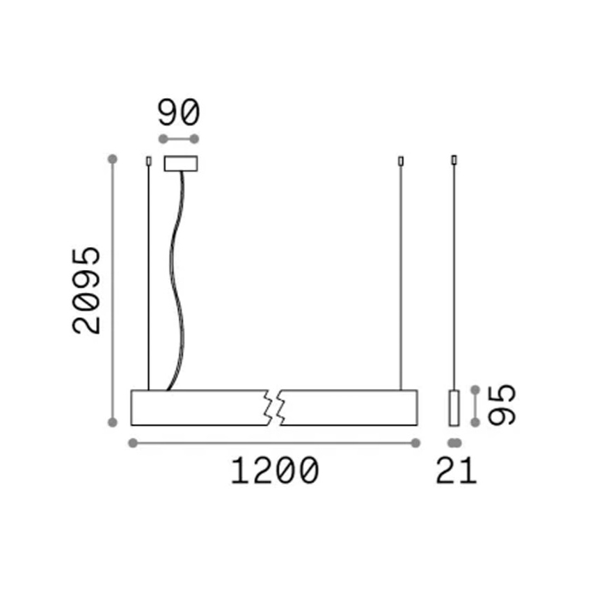 Ideal Lux - LED полилей на кабел STEEL LED/29W/230V 4000K CRI 90 120 cm черен