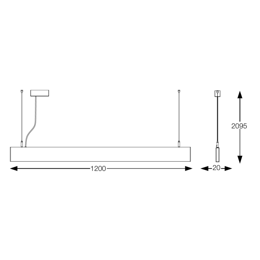 Ideal Lux - LED полилей на кабел STEEL LED/29W/230V 4000K CRI 90 120 cm черен