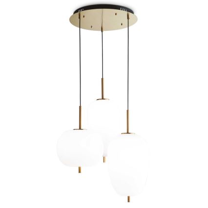 Ideal Lux - LED полилей на кабел UMILE LED/55W/230V Ø 63 cm CRI 90 месинг/бял