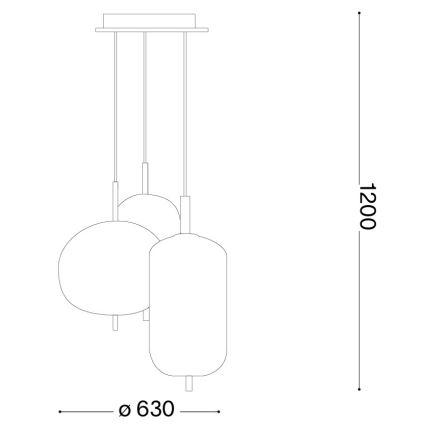 Ideal Lux - LED полилей на кабел UMILE LED/55W/230V Ø 63 cm CRI 90 месинг/бял