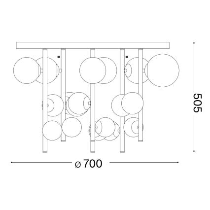 Ideal Lux - LED Полилей PERLAGE 18xG9/3W/230V Ø 70 см черен/опушен
