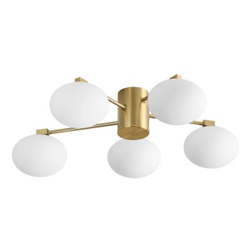 Ideal Lux - LED Полилей за повърхностен монтаж HERMES 5xG9/3W/230V Ø 60 см златист