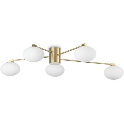 Ideal Lux - LED Полилей за повърхностен монтаж HERMES 5xG9/3W/230V Ø 90 см златист