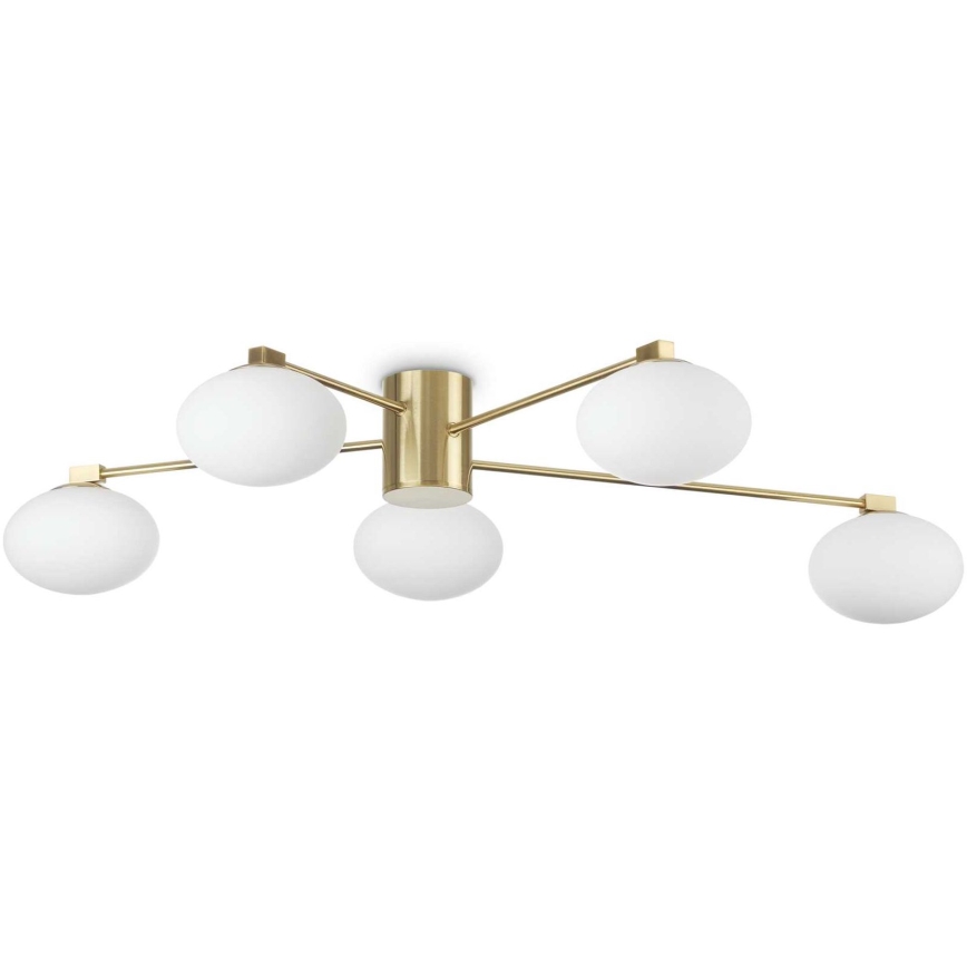 Ideal Lux - LED Полилей за повърхностен монтаж HERMES 5xG9/3W/230V Ø 90 см златист