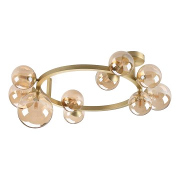 Ideal Lux - LED полилей за повърхностен монтаж PERLAGE 10xG9/3W/230V, диаметър 70 см, златисто/димчато бежово