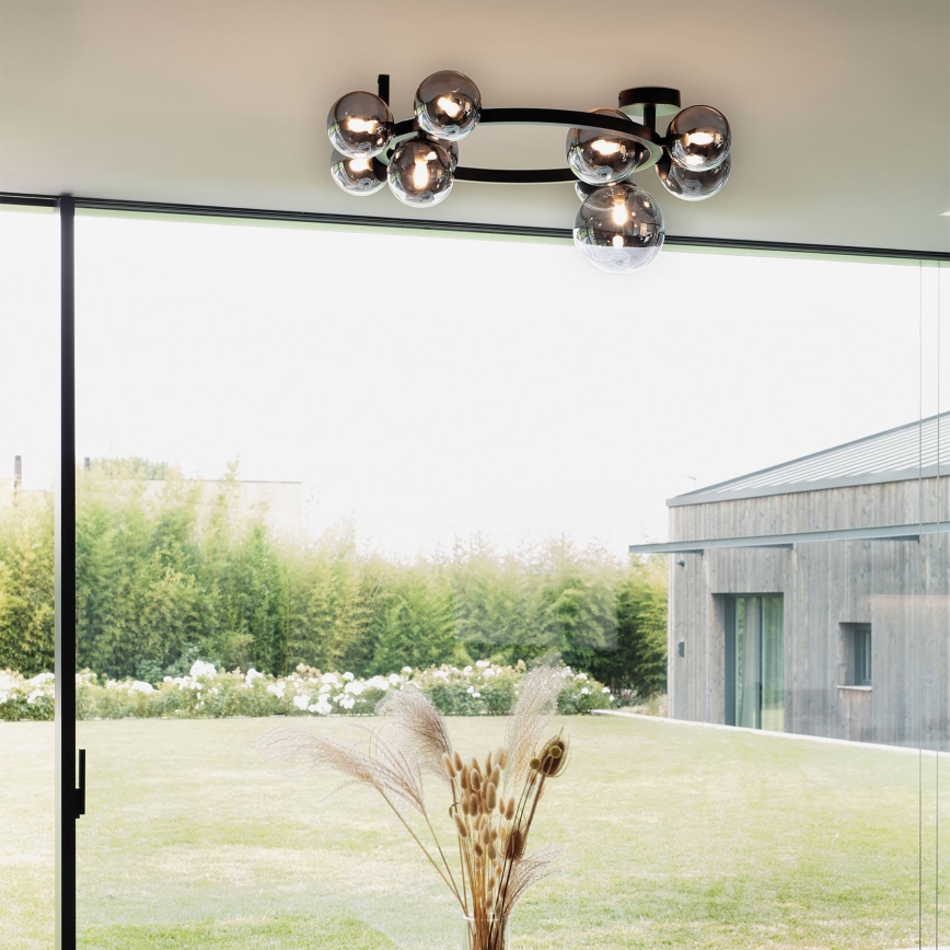 Ideal Lux - LED Полилей за повърхностен монтаж PERLAGE 10xG9/3W/230V Ø 70 см черен/опушен