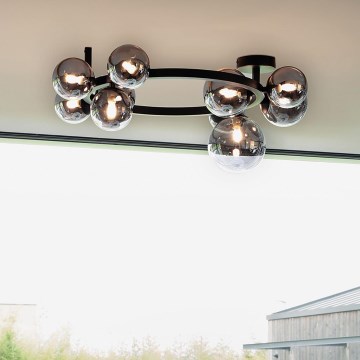 Ideal Lux - LED Полилей за повърхностен монтаж PERLAGE 10xG9/3W/230V Ø 70 см черен/опушен