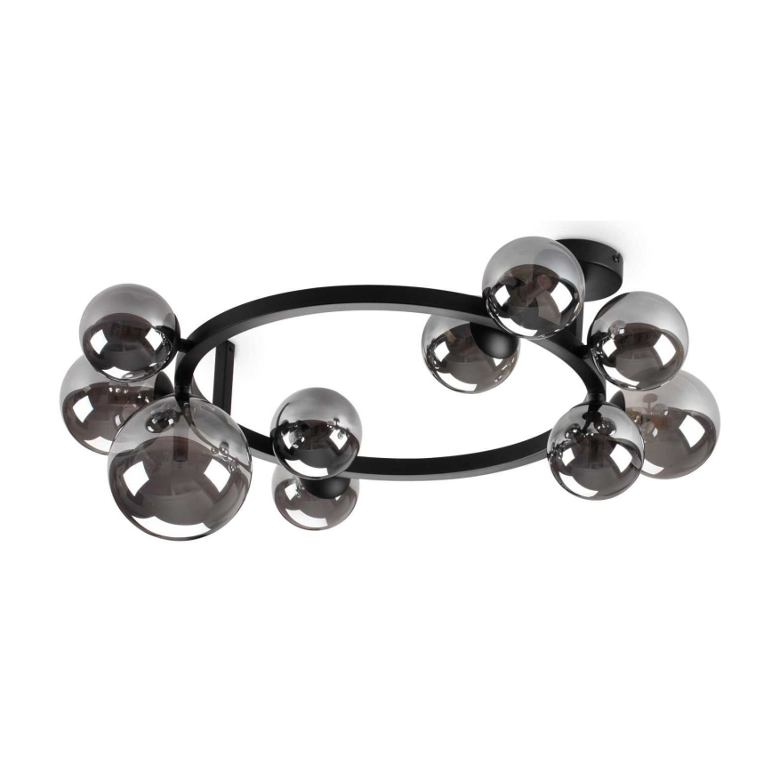 Ideal Lux - LED Полилей за повърхностен монтаж PERLAGE 10xG9/3W/230V Ø 70 см черен/опушен