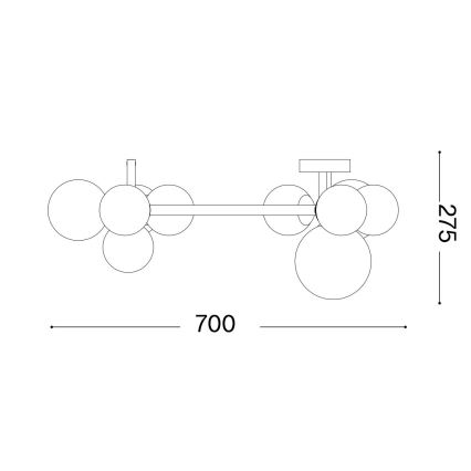 Ideal Lux - LED Полилей за повърхностен монтаж PERLAGE 10xG9/3W/230V Ø 70 см златист/бял