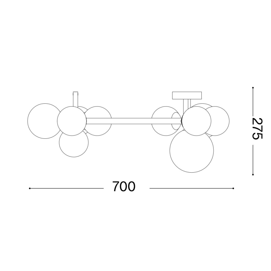 Ideal Lux - LED Полилей за повърхностен монтаж PERLAGE 10xG9/3W/230V Ø 70 см златист/бял