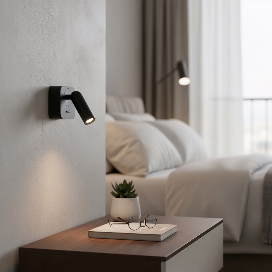 Ideal Lux - LED Стенен спот BEAN LED/3W/230V CRI 90 черен