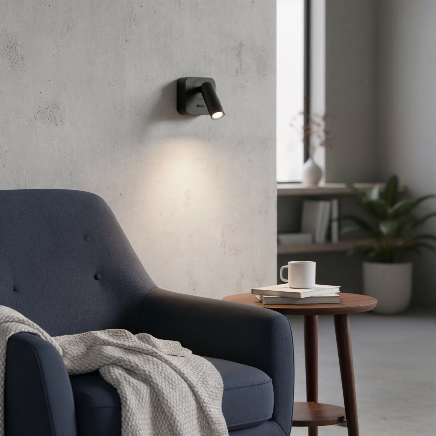 Ideal Lux - LED Стенен спот BEAN LED/3W/230V CRI 90 черен