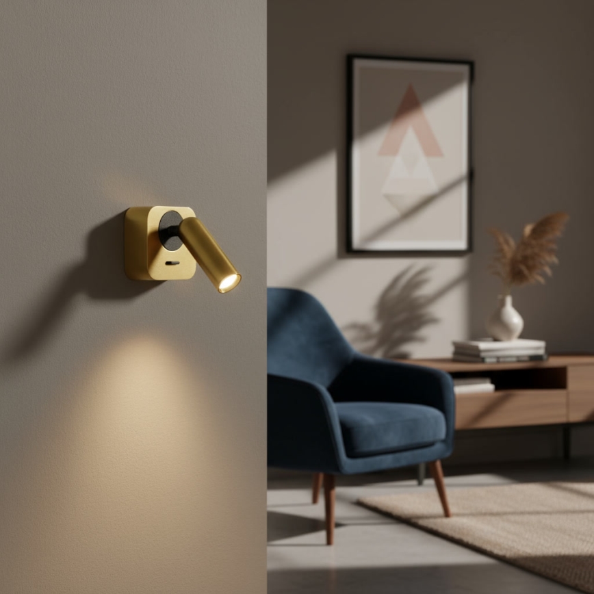 Ideal Lux - LED Стенен спот BEAN LED/3W/230V CRI 90 златист