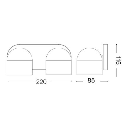 Ideal Lux - LED Стенен спот DODO 2xGX53/9W/230V черен