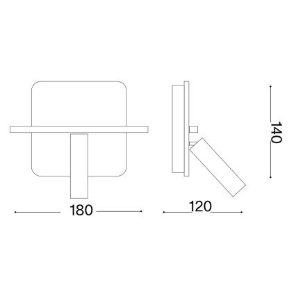 Ideal Lux - LED Стенен спот PIANO LED/11,5W/230V USB черен
