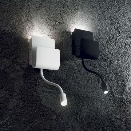 Ideal Lux - LED Стенен спот с гъвкав малка лампа PROBE LED/9,5W/230V USB CRI 90 бял