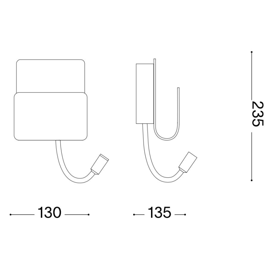 Ideal Lux - LED Стенен спот с гъвкав малка лампа PROBE LED/9,5W/230V USB CRI 90 черен