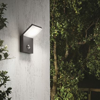 Ideal Lux - LED външно осветително тяло със сензор STYLE LED/9W/230V 4000K CRI 90 IP54 антрацит