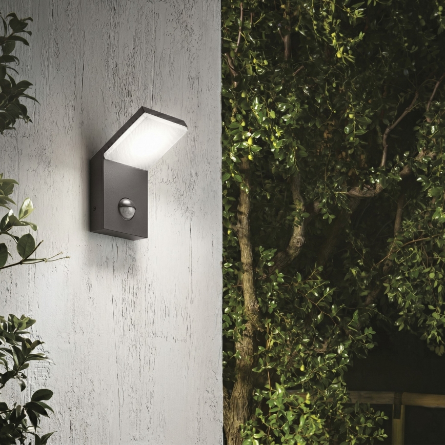 Ideal Lux - LED външно осветително тяло със сензор STYLE LED/9W/230V 4000K CRI 90 IP54 антрацит