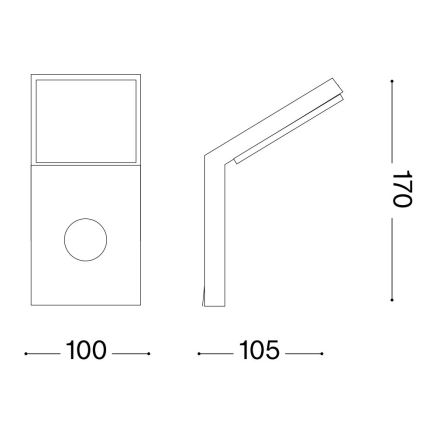 Ideal Lux - LED външно осветително тяло със сензор STYLE LED/9W/230V 4000K CRI 90 IP54 антрацит