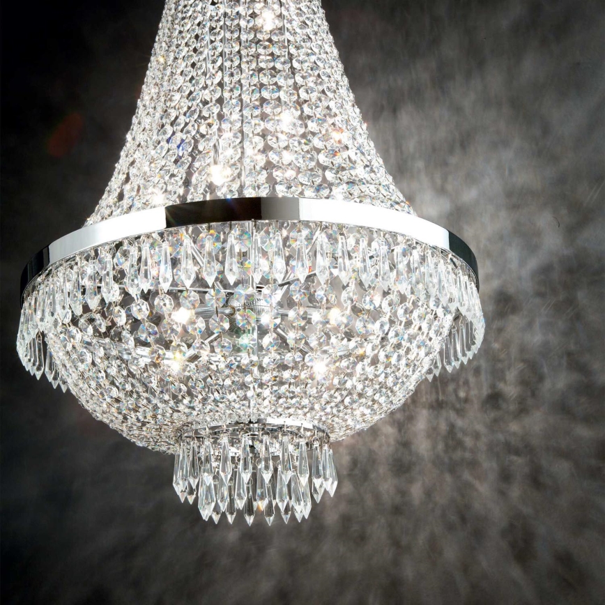 Ideal Lux - LED Кристален пендел на нишка CAESAR 9xG9/3W/230V Ø 45 см лъскав хром