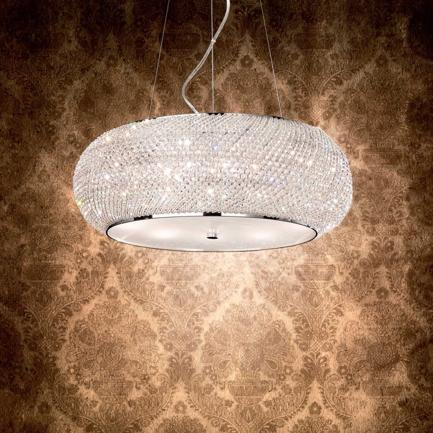 Ideal Lux - LED кристален полилей на кабел PASHA 14xE14/40W/230V Ø 65 см лъскав хром