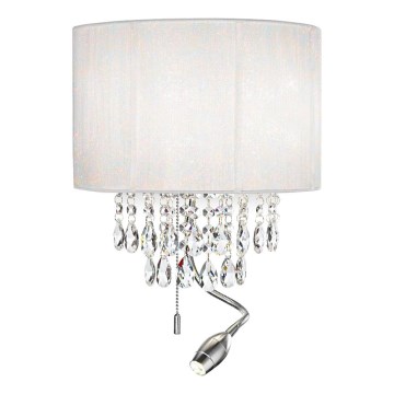 Ideal Lux - LED кристален стенен аплик OPERA, 2xE14/40W/230V + LED/1W, бял