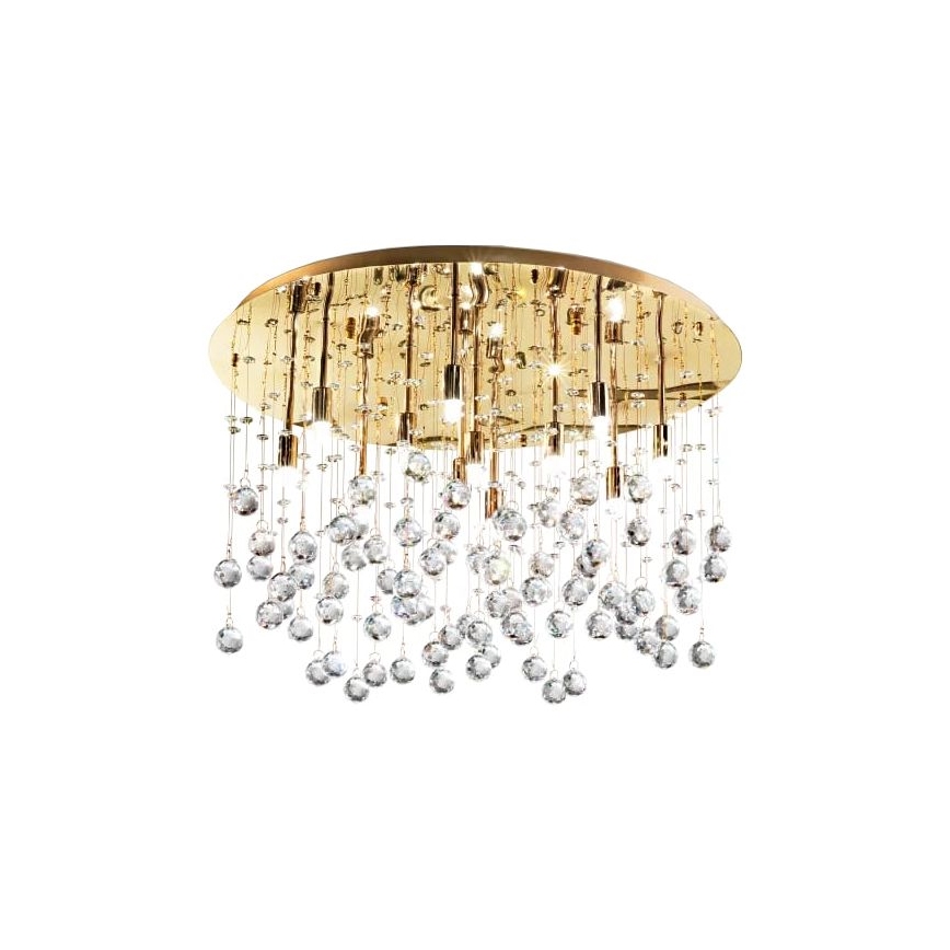 Ideal Lux - LED Кристална плафониера MOONLIGHT 15xG9/3W/230V Ø 80 см златист