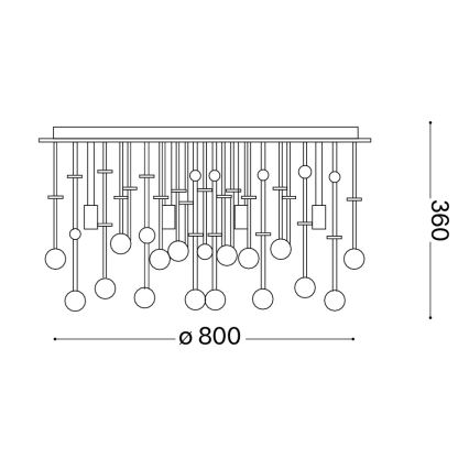 Ideal Lux - LED Кристална плафониера MOONLIGHT 15xG9/3W/230V Ø 80 см златист