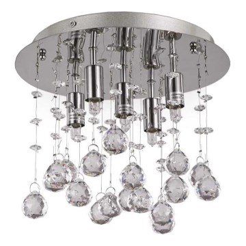 Ideal Lux - LED Кристална плафониера MOONLIGHT 5xG9/3W/230V Ø 26 см лъскав хром