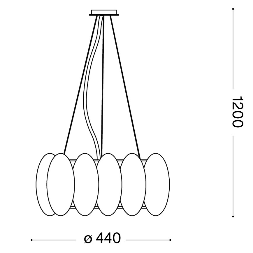 Ideal Lux - Люстра на кабел OVALINO 5xE27/60W/230V Ø 44 cm бяла