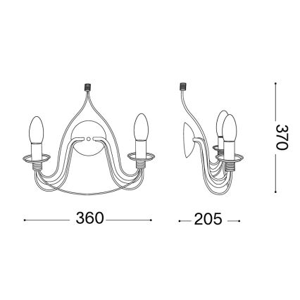 Ideal Lux - Настенна лампа CORTE 2xE14/40W/230V кафява/патина