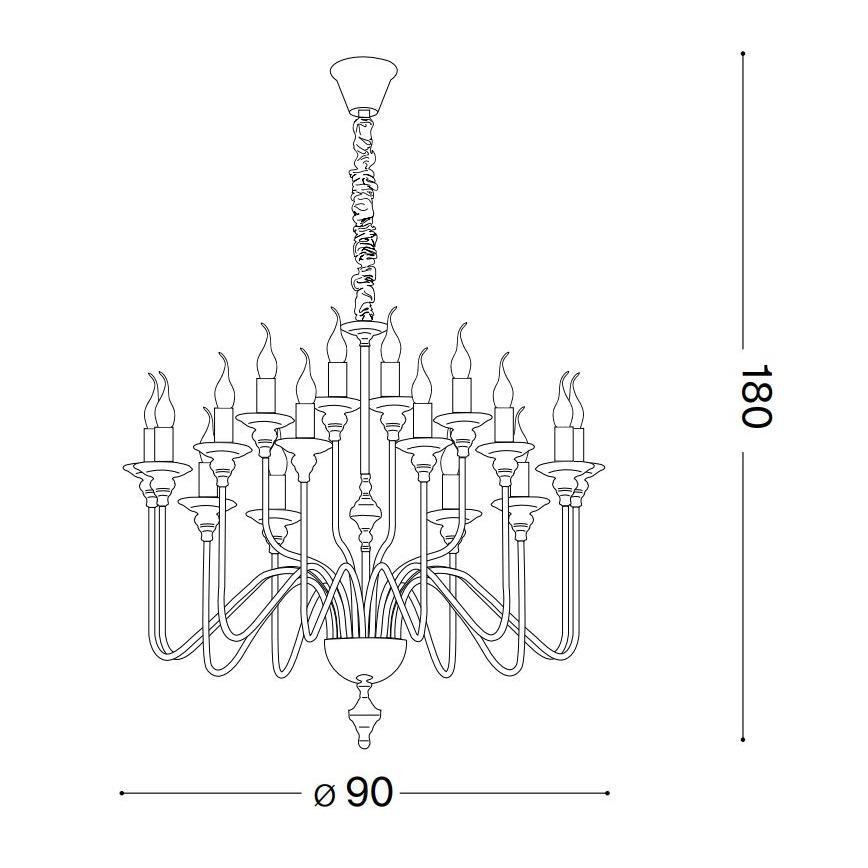 Ideal Lux - Пендел ARTU 16xE14/40W/230V Ø 90 см лъскав хром