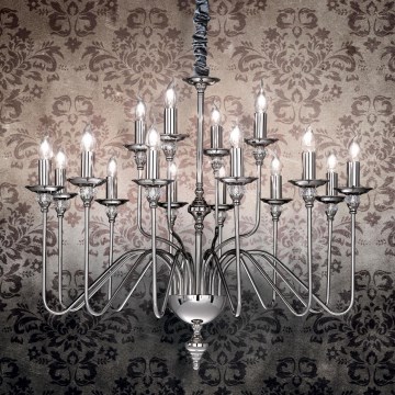 Ideal Lux - Пендел ARTU 16xE14/40W/230V Ø 90 см лъскав хром