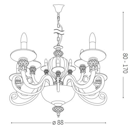 Ideal Lux - Пендел BARONET 15xE14/40W/230V
