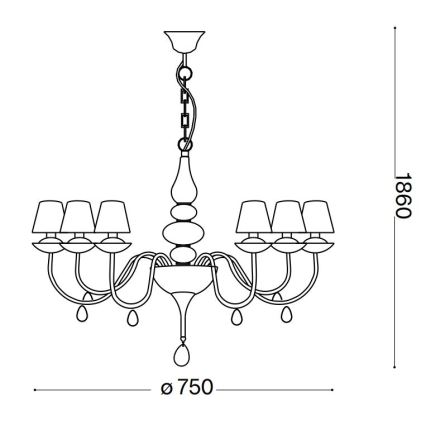 Ideal Lux - Пендел BLANCHE 6xE14/40W/230V Ø 75 см бял
