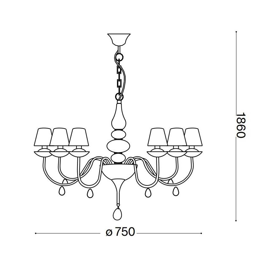Ideal Lux - Пендел BLANCHE 6xE14/40W/230V Ø 75 см бял