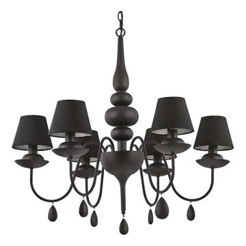 Ideal Lux - Пендел BLANCHE 6xE14/4W/230V Ø 75 см черен