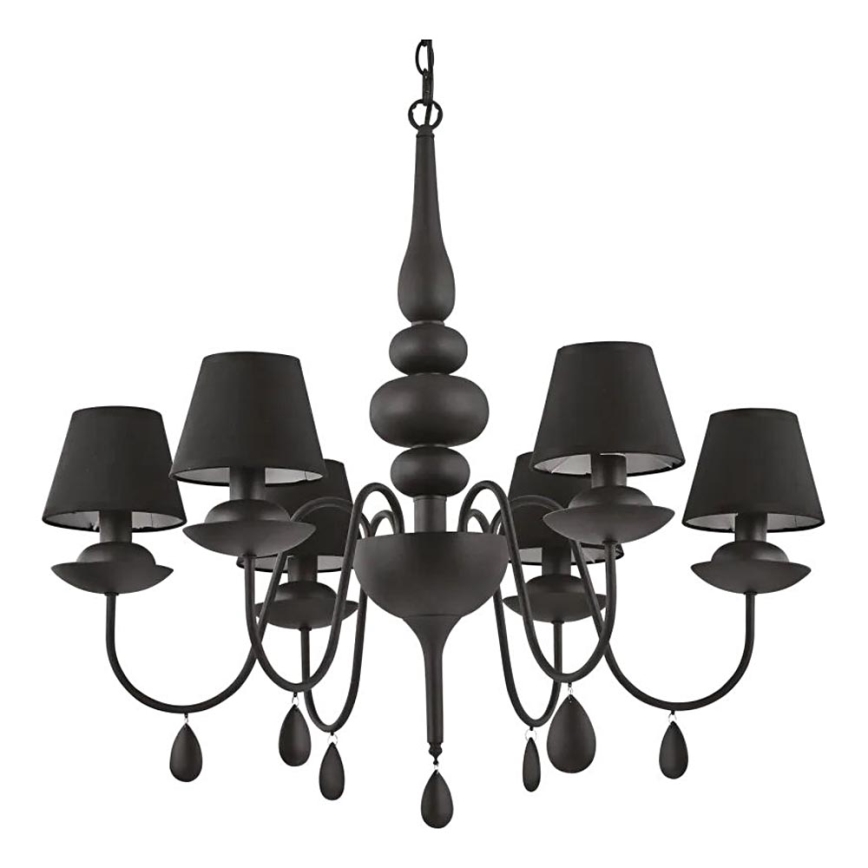 Ideal Lux - Пендел BLANCHE 6xE14/4W/230V Ø 75 см черен