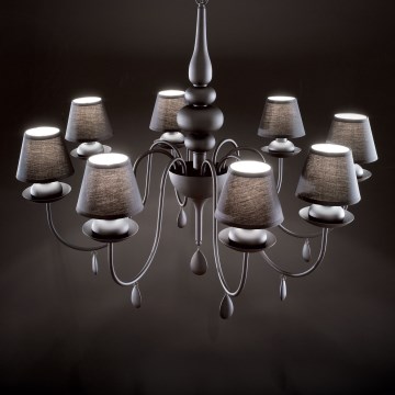 Ideal Lux - Пендел BLANCHE 8xE14/40W/230V Ø 92 см черен